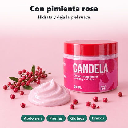 Crema Candela con pimienta rosa para abdomen, piernas, glúteos y brazos
