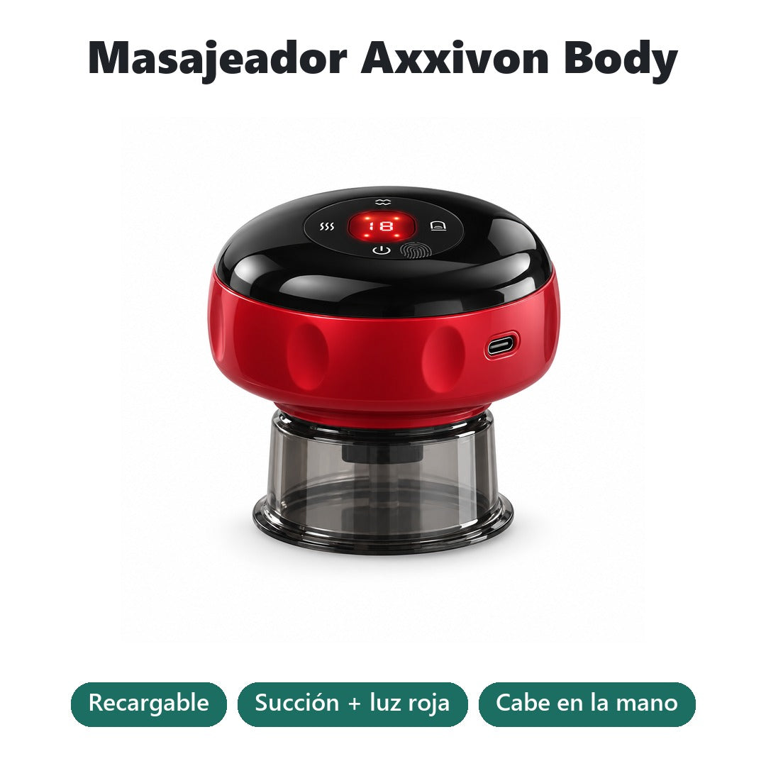Masajeador anticelulitis recargable Axxivon Body con succión y luz roja